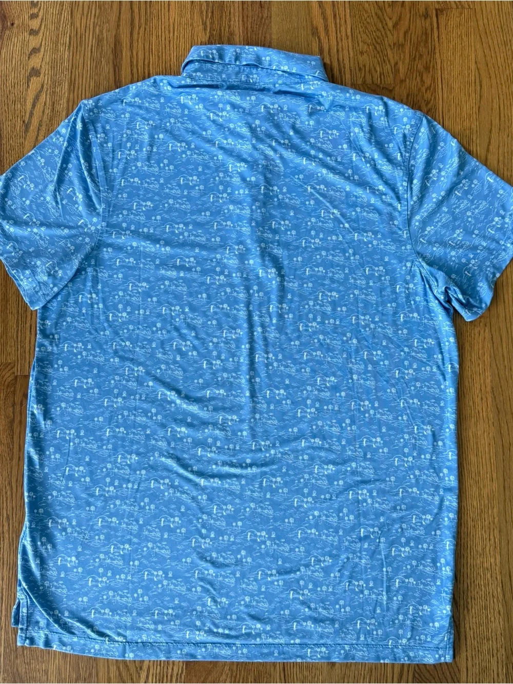 J. Crew Light Blue Tropical Print Performance Polo